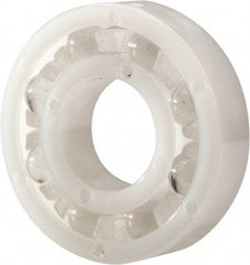 Made in USA - 3/8" Bore Diam, 7/8" OD, Open Plastic Race Radial Ball Bearing - 7/32" Wide, 1 Row, Round Bore, 33 Lb Static Capacity, 42 Lb Dynamic Capacity - Eagle Tool & Supply