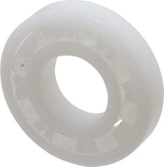 Made in USA - 1/2" Bore Diam, 1-1/8" OD, Open Plastic Race Radial Ball Bearing - 1/4" Wide, 1 Row, Round Bore, 43 Lb Static Capacity, 55 Lb Dynamic Capacity - Eagle Tool & Supply