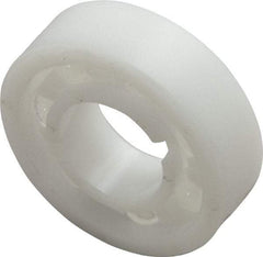 Made in USA - 5/8" Bore Diam, 1-3/8" OD, Open Plastic Race Radial Ball Bearing - 7/16" Wide, 1 Row, Round Bore, 46 Lb Static Capacity, 69 Lb Dynamic Capacity - Eagle Tool & Supply