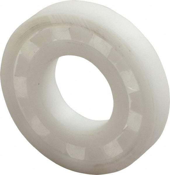 Made in USA - 3/4" Bore Diam, 1-5/8" OD, Open Plastic Race Radial Ball Bearing - 5/16" Wide, 1 Row, Round Bore, 52 Lb Static Capacity, 78 Lb Dynamic Capacity - Eagle Tool & Supply