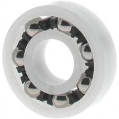 Made in USA - 1/4" Bore Diam, 5/8" OD, Open Plastic Race Radial Ball Bearing - 3/16" Wide, 1 Row, Round Bore, 17 Lb Static Capacity, 26 Lb Dynamic Capacity - Eagle Tool & Supply