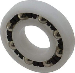 Made in USA - 1/2" Bore Diam, 1-1/8" OD, Open Plastic Race Radial Ball Bearing - 1/4" Wide, 1 Row, Round Bore, 43 Lb Static Capacity, 55 Lb Dynamic Capacity - Eagle Tool & Supply