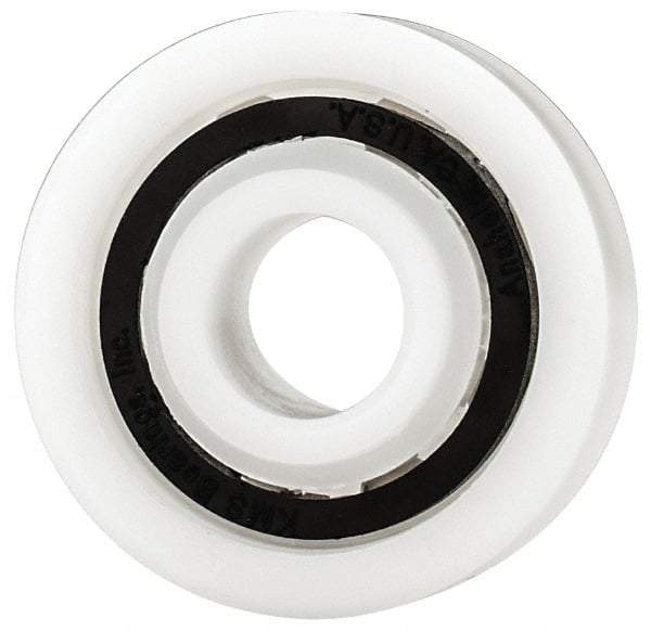 Made in USA - 3/8" Bore Diam, 1-1/8" OD, Open Plastic Race Radial Ball Bearing - 3/8" Wide, 1 Row, Round Bore, 43 Lb Static Capacity, 55 Lb Dynamic Capacity - Eagle Tool & Supply