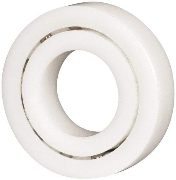Made in USA - 1" Bore Diam, 2" OD, Open Plastic Race Radial Ball Bearing - 1/2" Wide, 1 Row, Round Bore, 61 Lb Static Capacity, 92 Lb Dynamic Capacity - Eagle Tool & Supply