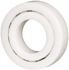 Made in USA - 1" Bore Diam, 2" OD, Open Plastic Race Radial Ball Bearing - 1/2" Wide, 1 Row, Round Bore, 61 Lb Static Capacity, 92 Lb Dynamic Capacity - Eagle Tool & Supply