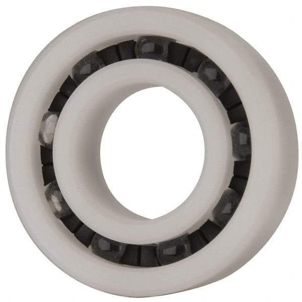 Made in USA - 20mm Bore Diam, 42mm OD, Open Plastic Race Radial Ball Bearing - 12mm Wide, 1 Row, Round Bore, 52 Lb Static Capacity, 78 Lb Dynamic Capacity - Eagle Tool & Supply