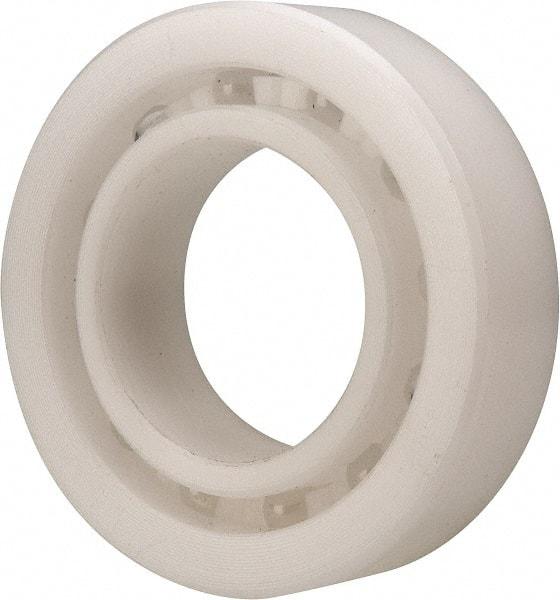 Made in USA - 25mm Bore Diam, 47mm OD, Open Plastic Race Radial Ball Bearing - 12mm Wide, 1 Row, Round Bore, 61 Lb Static Capacity, 92 Lb Dynamic Capacity - Eagle Tool & Supply