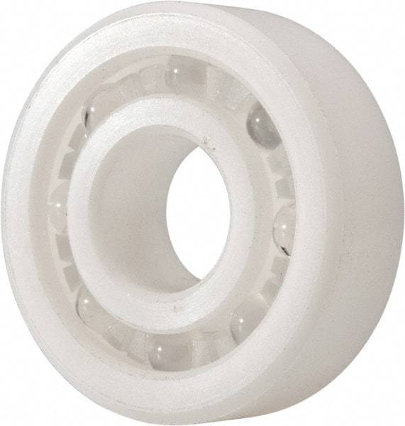 Made in USA - 12mm Bore Diam, 32mm OD, Open Plastic Race Radial Ball Bearing - 10mm Wide, 1 Row, Round Bore, 43 Lb Static Capacity, 55 Lb Dynamic Capacity - Eagle Tool & Supply