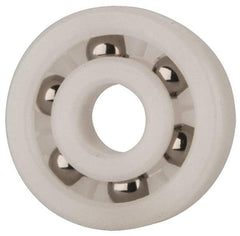 Made in USA - 5mm Bore Diam, 16mm OD, Open Plastic Race Radial Ball Bearing - 5mm Wide, 1 Row, Round Bore, 17 Lb Static Capacity, 26 Lb Dynamic Capacity - Eagle Tool & Supply