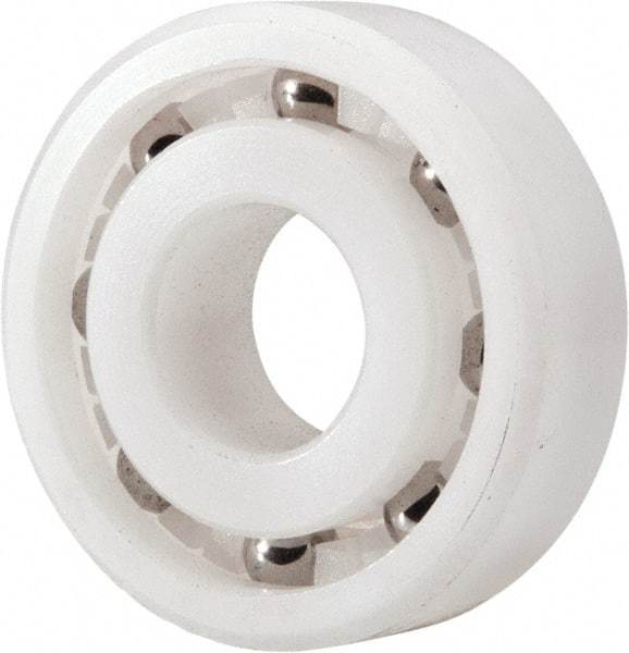 Made in USA - 10mm Bore Diam, 26mm OD, Open Plastic Race Radial Ball Bearing - 8mm Wide, 1 Row, Round Bore, 33 Lb Static Capacity, 42 Lb Dynamic Capacity - Eagle Tool & Supply