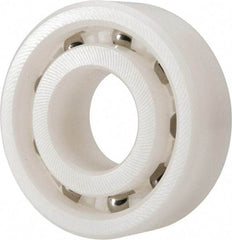 Made in USA - 15mm Bore Diam, 35mm OD, Open Plastic Race Radial Ball Bearing - 11mm Wide, 1 Row, Round Bore, 46 Lb Static Capacity, 69 Lb Dynamic Capacity - Eagle Tool & Supply