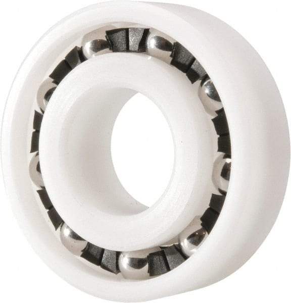 Made in USA - 17mm Bore Diam, 40mm OD, Open Plastic Race Radial Ball Bearing - 12mm Wide, 1 Row, Round Bore, 46 Lb Static Capacity, 69 Lb Dynamic Capacity - Eagle Tool & Supply