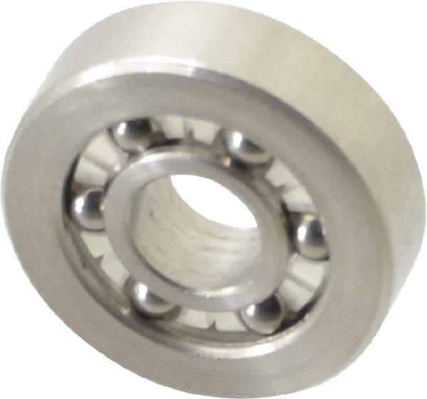 Made in USA - 1/4" Bore Diam, 3/4" OD, Open Precision Ground Radial Ball Bearing - 7/32" Wide, 1 Row, Round Bore, 51 Lb Static Capacity, 78 Lb Dynamic Capacity - Eagle Tool & Supply