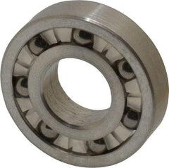 Made in USA - 3/8" Bore Diam, 7/8" OD, Open Precision Ground Radial Ball Bearing - 7/32" Wide, 1 Row, Round Bore, 99 Lb Static Capacity, 126 Lb Dynamic Capacity - Eagle Tool & Supply