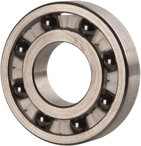 Made in USA - 1/2" Bore Diam, 1-1/8" OD, Open Precision Ground Radial Ball Bearing - 1/4" Wide, 1 Row, Round Bore, 129 Lb Static Capacity, 165 Lb Dynamic Capacity - Eagle Tool & Supply