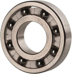 Made in USA - 1/2" Bore Diam, 1-1/8" OD, Open Precision Ground Radial Ball Bearing - 1/4" Wide, 1 Row, Round Bore, 129 Lb Static Capacity, 165 Lb Dynamic Capacity - Eagle Tool & Supply