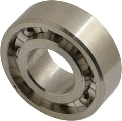 Made in USA - 1/2" Bore Diam, 1-1/8" OD, Open Precision Ground Radial Ball Bearing - 3/8" Wide, 1 Row, Round Bore, 129 Lb Static Capacity, 165 Lb Dynamic Capacity - Eagle Tool & Supply