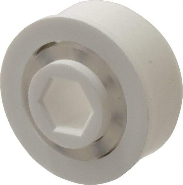 Made in USA - 1 Row, 1-1/2" OD, 7/16" Hex Bore Conveyor Roller Bearing - 69 Lb Capacity, 1,069 Max RPM, Stainless Steel with Polypropylene Housing - Eagle Tool & Supply