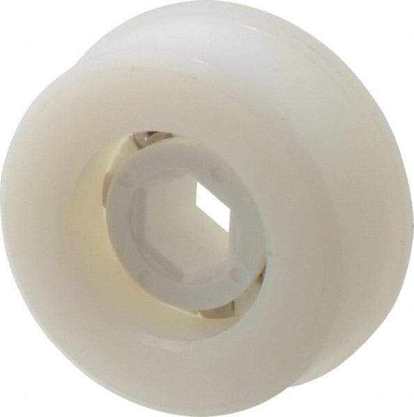 Made in USA - 1 Row, 1.87" OD, 7/16" Hex Bore Conveyor Roller Bearing - 92 Lb Capacity, 729 Max RPM, Stainless Steel with Polypropylene Housing - Eagle Tool & Supply