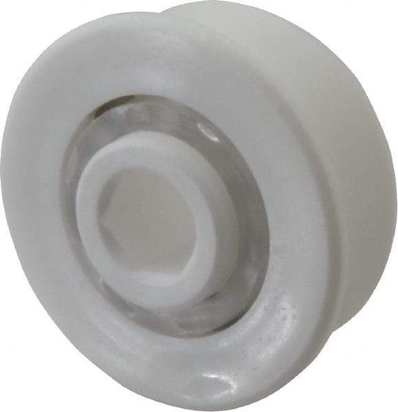Made in USA - 2 Row, 1.6" OD, 7/16" Hex Bore Conveyor Roller Bearing - 85 Lb Capacity, 855 Max RPM, Stainless Steel with Polypropylene Housing - Eagle Tool & Supply