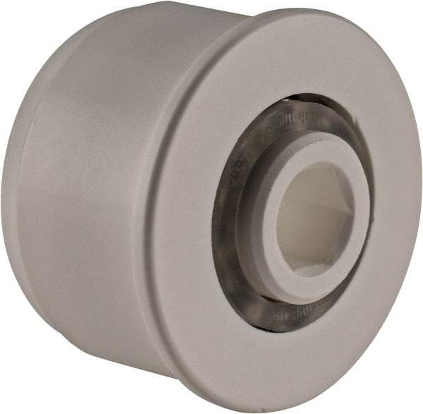 Made in USA - 2 Row, 1.78" OD, 7/16" Hex Bore Conveyor Roller Bearing - 85 Lb Capacity, 855 Max RPM, Stainless Steel with Polypropylene Housing - Eagle Tool & Supply