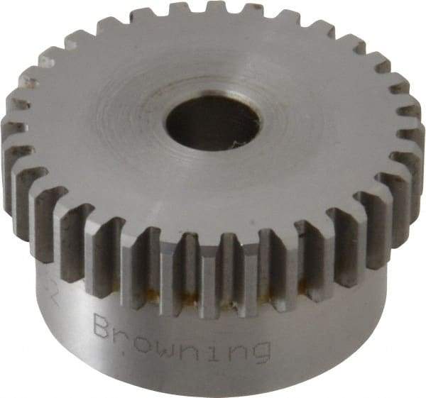 Browning - 20 Pitch, 1.6" Pitch Diam, 32 Tooth Spur Gear - 3/8" Bore Diam, 1-7/16" Hub Diam, Steel - Eagle Tool & Supply