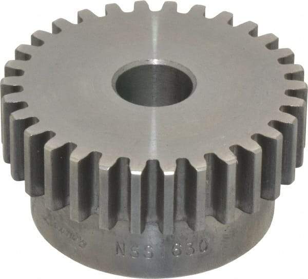 Browning - 16 Pitch, 1-7/8" Pitch Diam, 30 Tooth Spur Gear - 1/2" Bore Diam, 1-5/8" Hub Diam, Steel - Eagle Tool & Supply