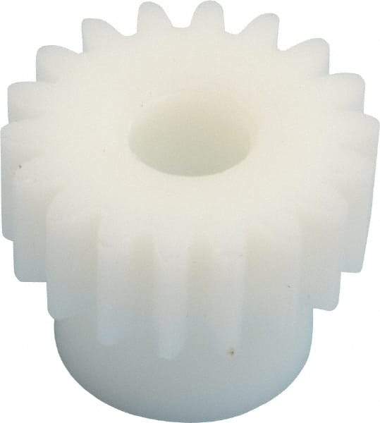 Poly Hi Solidur - 20 Pitch, 0.9" Pitch Diam, 1" OD, 18 Tooth Spur Gear - 3/8" Face Width, 5/16" Bore Diam, 43/64" Hub Diam, 20° Pressure Angle, Acetal - Eagle Tool & Supply