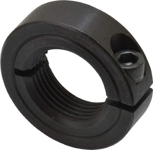 Climax Metal Products - 1-14 Thread, Steel, One Piece Threaded Shaft Collar - 1-3/4" Outside Diam, 1/2" Wide - Eagle Tool & Supply