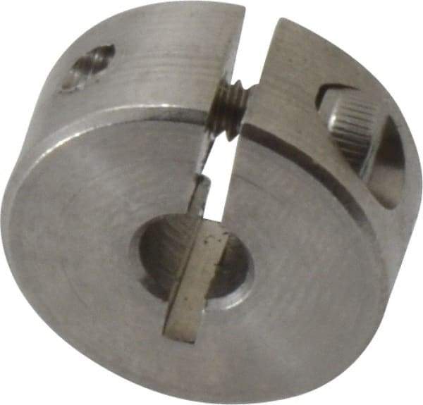 Climax Metal Products - 3/16" Bore, Stainless Steel, One Piece Clamp Collar - 11/16" Outside Diam, 5/16" Wide - Eagle Tool & Supply