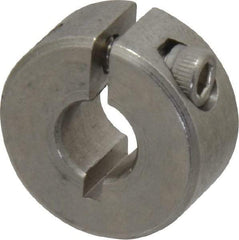 Climax Metal Products - 1/4" Bore, Stainless Steel, One Piece Clamp Collar - 11/16" Outside Diam, 5/16" Wide - Eagle Tool & Supply