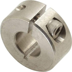 Climax Metal Products - 3/8" Bore, Stainless Steel, One Piece Clamp Collar - 7/8" Outside Diam, 3/8" Wide - Eagle Tool & Supply