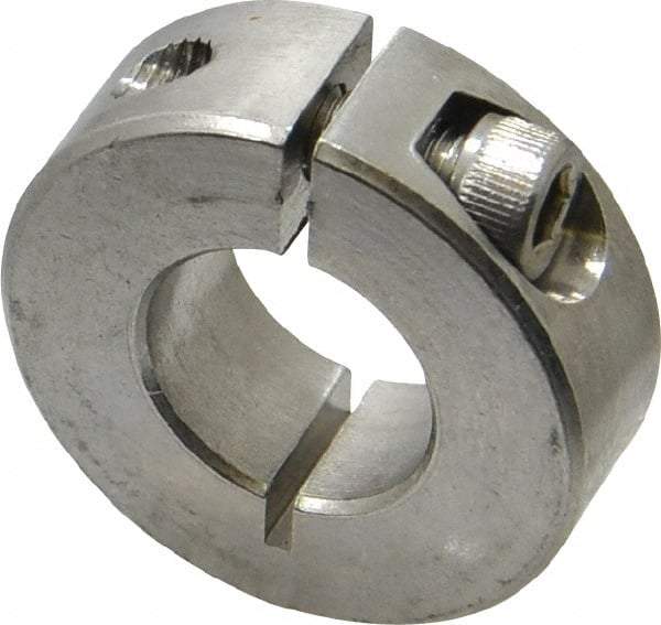 Climax Metal Products - 5/8" Bore, Stainless Steel, One Piece Clamp Collar - 1-5/16" Outside Diam, 7/16" Wide - Eagle Tool & Supply