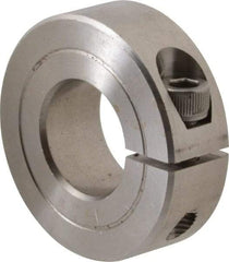Climax Metal Products - 11/16" Bore, Stainless Steel, One Piece One Piece Split Shaft Collar - 1-1/2" Outside Diam, 1/2" Wide - Eagle Tool & Supply