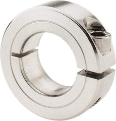 Climax Metal Products - 7/8" Bore, Stainless Steel, One Piece Clamp Collar - 1-5/8" Outside Diam, 1/2" Wide - Eagle Tool & Supply