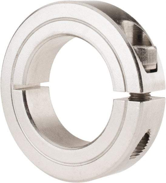 Climax Metal Products - 1-1/4" Bore, Stainless Steel, One Piece Clamp Collar - 2-1/16" Outside Diam, 1/2" Wide - Eagle Tool & Supply