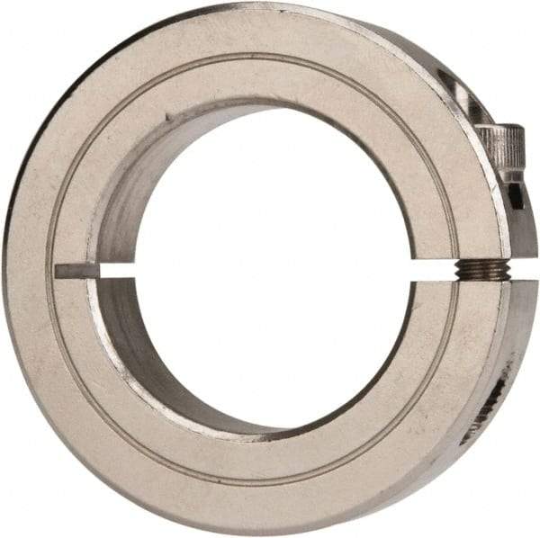 Climax Metal Products - 1-3/8" Bore, Stainless Steel, One Piece Clamp Collar - 2-1/4" Outside Diam, 9/16" Wide - Eagle Tool & Supply