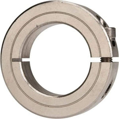 Climax Metal Products - 1-3/8" Bore, Stainless Steel, One Piece Clamp Collar - 2-1/4" Outside Diam, 9/16" Wide - Eagle Tool & Supply