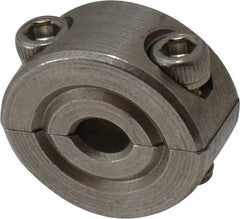 Climax Metal Products - 3/16" Bore, Stainless Steel, Two Piece Shaft Collar - 11/16" Outside Diam, 5/16" Wide - Eagle Tool & Supply