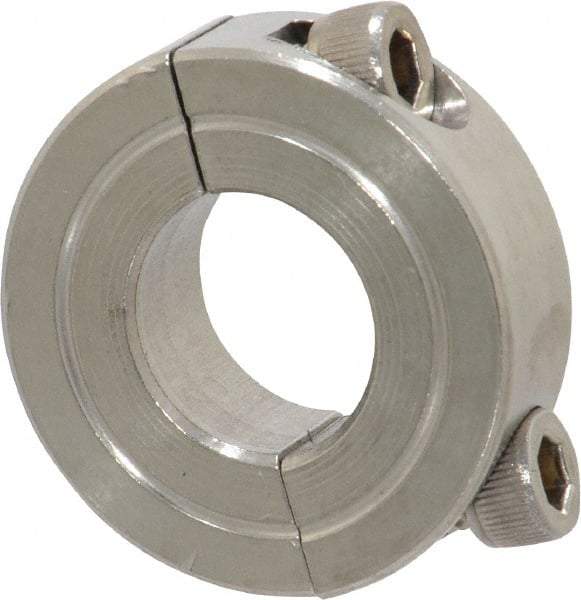 Climax Metal Products - 5/8" Bore, Stainless Steel, Two Piece Shaft Collar - 1-5/16" Outside Diam, 7/16" Wide - Eagle Tool & Supply