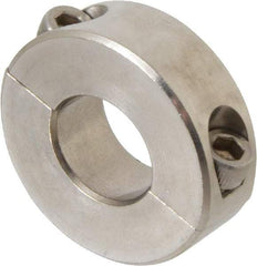 Climax Metal Products - 11/16" Bore, Stainless Steel, Two Piece Two Piece Split Shaft Collar - 1-1/2" Outside Diam, 1/2" Wide - Eagle Tool & Supply
