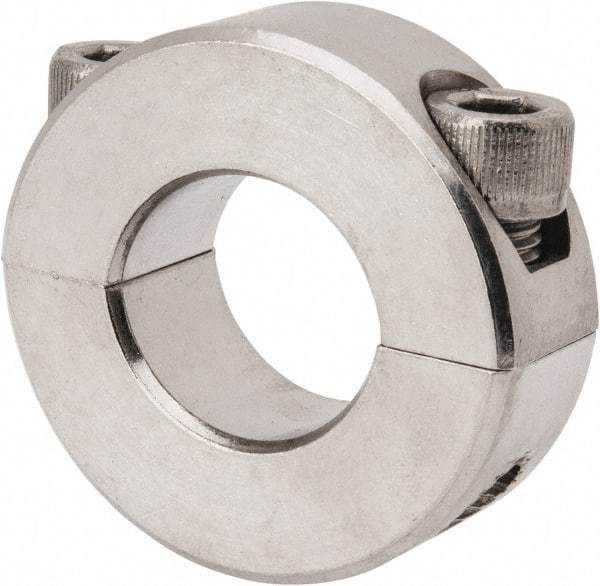 Climax Metal Products - 3/4" Bore, Stainless Steel, Two Piece Shaft Collar - 1-1/2" Outside Diam, 1/2" Wide - Eagle Tool & Supply