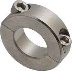Climax Metal Products - 7/8" Bore, Stainless Steel, Two Piece Shaft Collar - 1-5/8" Outside Diam, 1/2" Wide - Eagle Tool & Supply