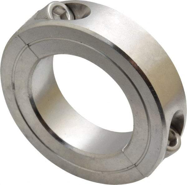 Climax Metal Products - 1-3/8" Bore, Stainless Steel, Two Piece Shaft Collar - 2-1/4" Outside Diam, 9/16" Wide - Eagle Tool & Supply