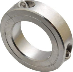 Climax Metal Products - 1-3/8" Bore, Stainless Steel, Two Piece Shaft Collar - 2-1/4" Outside Diam, 9/16" Wide - Eagle Tool & Supply