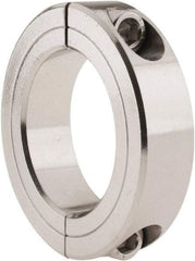 Climax Metal Products - 1-7/8" Bore, Stainless Steel, Two Piece Two Piece Split Shaft Collar - 2-7/8" Outside Diam, 11/16" Wide - Eagle Tool & Supply