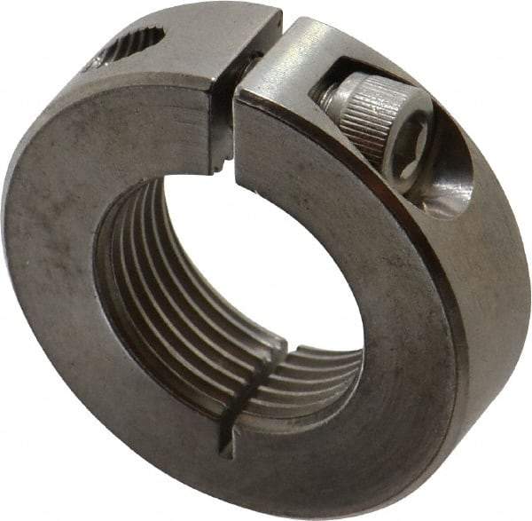 Climax Metal Products - 1-14 Thread, Stainless Steel, One Piece Threaded Shaft Collar - 1-3/4" Outside Diam, 1/2" Wide - Eagle Tool & Supply