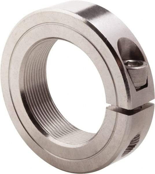 Climax Metal Products - 1-3/4-16 Thread, Stainless Steel, One Piece Threaded Shaft Collar - 2-3/4" Outside Diam, 11/16" Wide - Eagle Tool & Supply