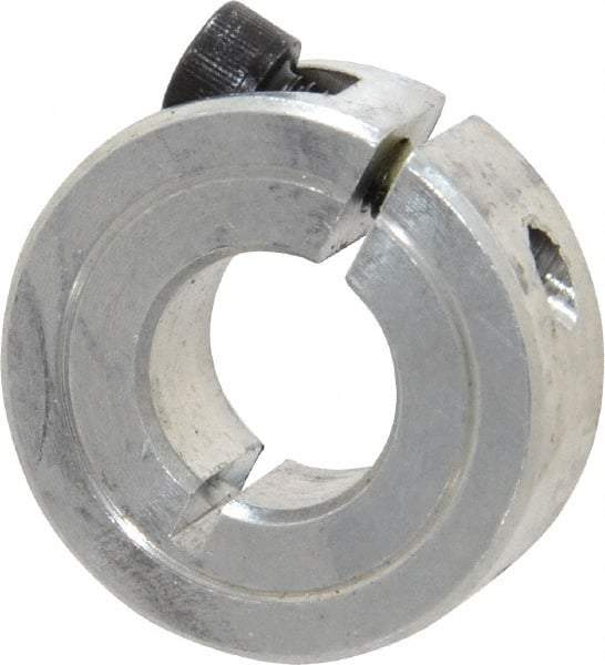 Climax Metal Products - 1/2" Bore, Aluminum, One Piece Clamp Collar - 1-1/8" Outside Diam, 13/32" Wide - Eagle Tool & Supply