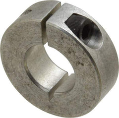 Climax Metal Products - 5/8" Bore, Aluminum, One Piece Clamp Collar - 1-5/16" Outside Diam, 7/16" Wide - Eagle Tool & Supply